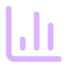 A simple line graph icon with three vertical bars, representing data trends.