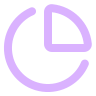 A stylized pie chart icon in purple, depicting a quarter segment.