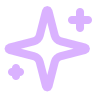 Purple sparkle icon with radiating light effects